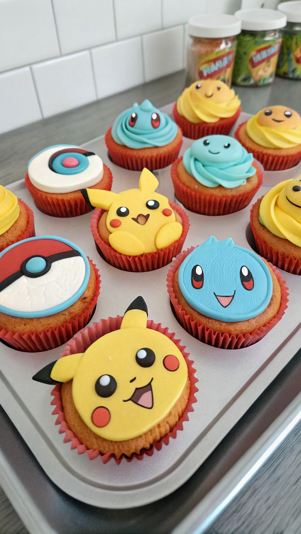 046 Fun DIY Pokemon Birthday Cupcake Tray with Piplup Torchic and Mudkip Buttercream Toppers - Themed Ideas