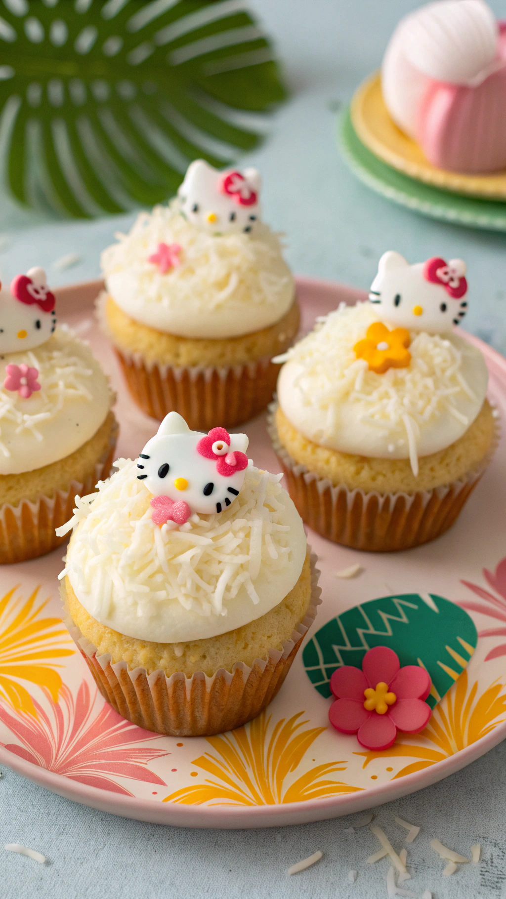 047 Tropical Hello Kitty Birthday Cupcake Design for a Unique Treat - Themed Ideas