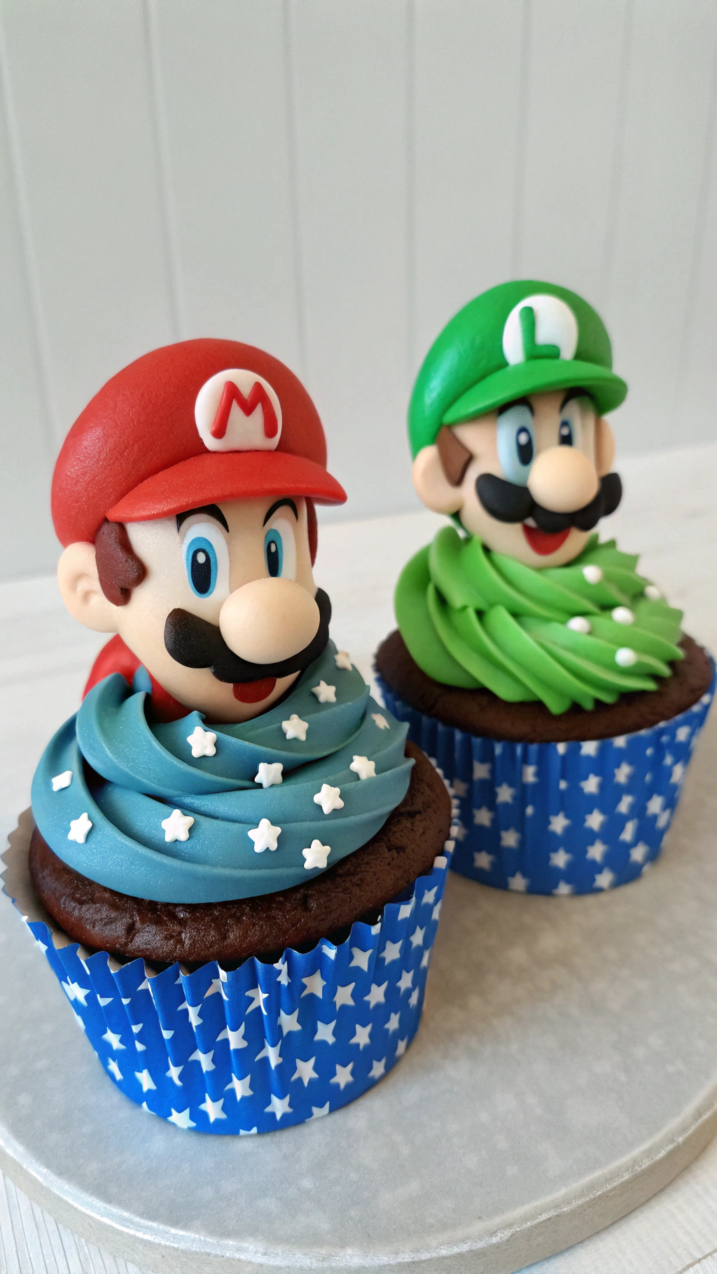 049 Mario Luigi Super Mario Cupcake Ideas with Iconic Hats Mustaches Bold Colors - Themed Ideas