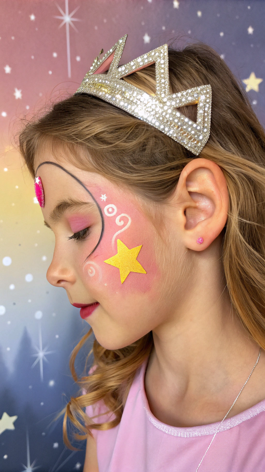 052 Magical Princess Peach Face Paint for Girls – Super Mario Face Painting Inspiration - Themed Ideas