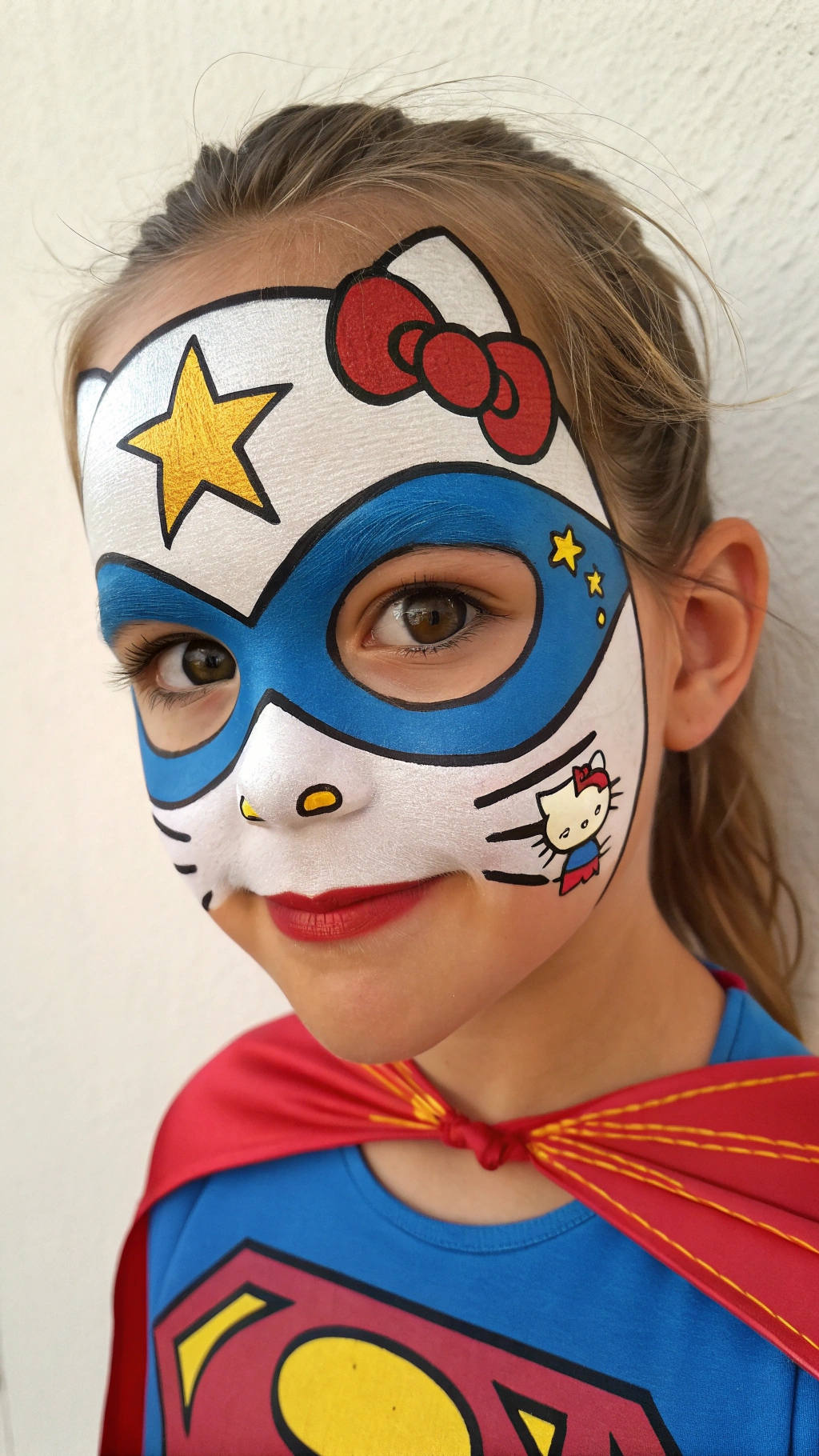054 Superhero Hello Kitty Face Paint IBM Bold ACY Playful Look for Kids - Themed Ideas