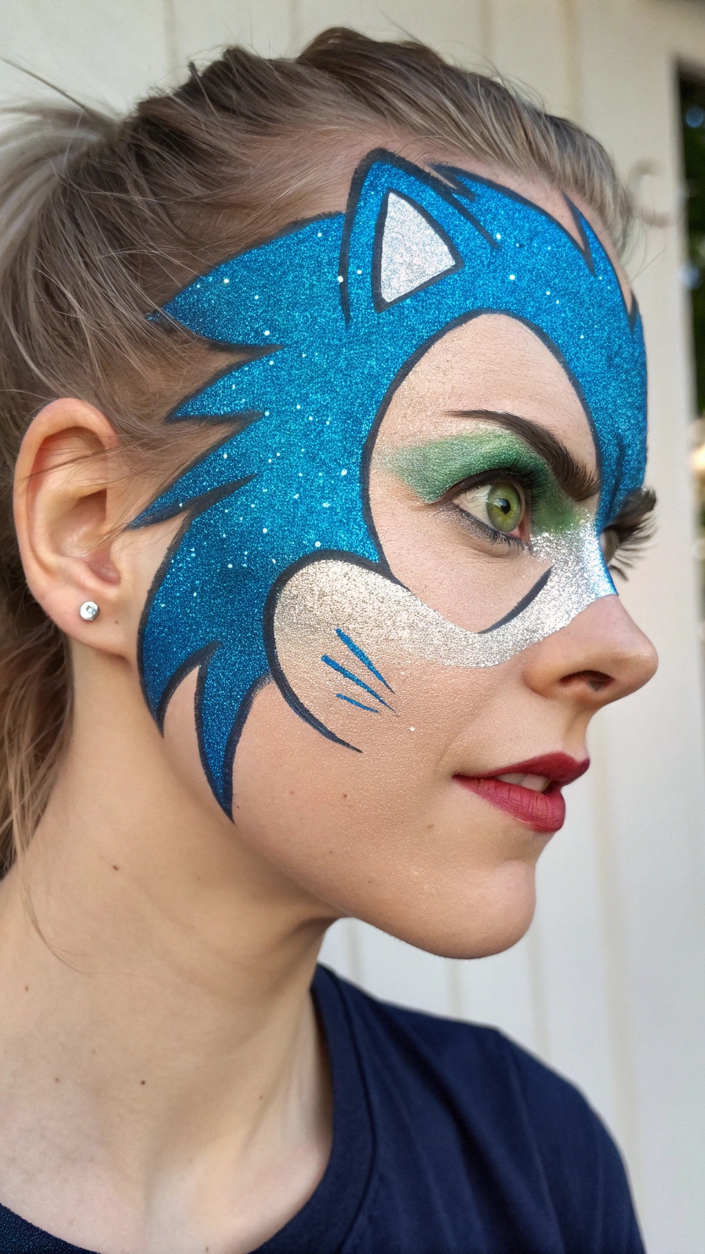 055 Sparkly Sonic Face Painting Idea Glam Kid Friendly - Themed Ideas