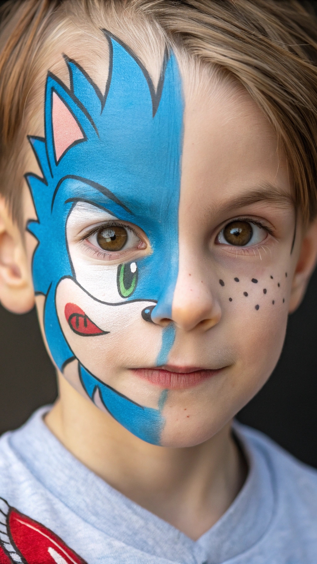 057 Cool Half Face Sonic Paint Creative Asymmetrical Design - Themed Ideas