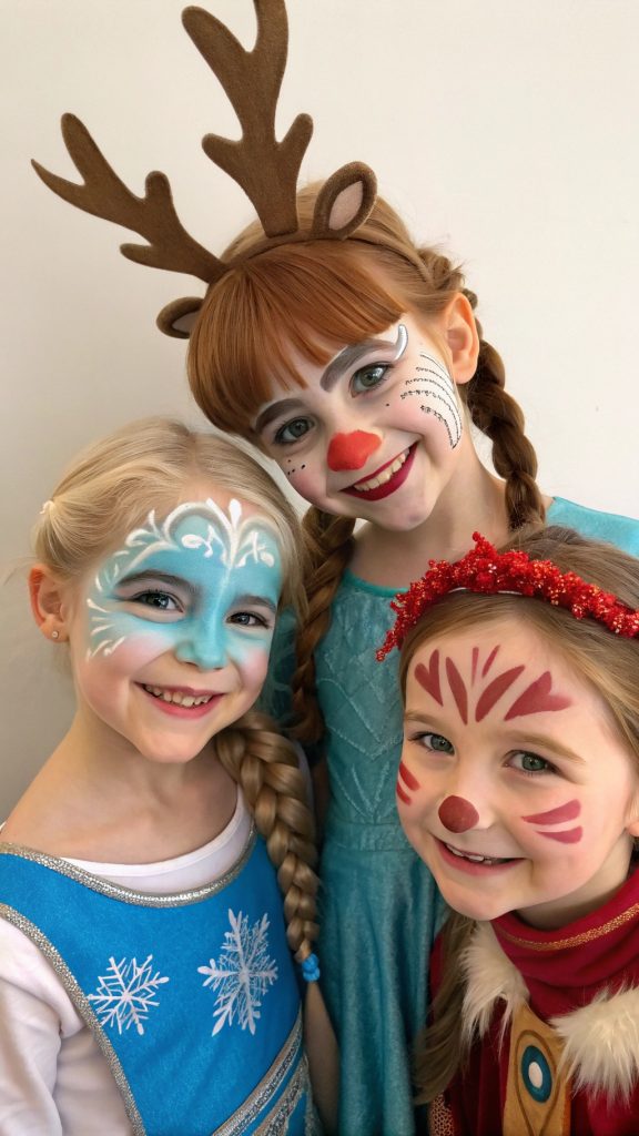 057 Elegant Elsa Frozen Face Painting with Sparkles and Ice Queen Makeup for Girls 6–10 - Themed Ideas