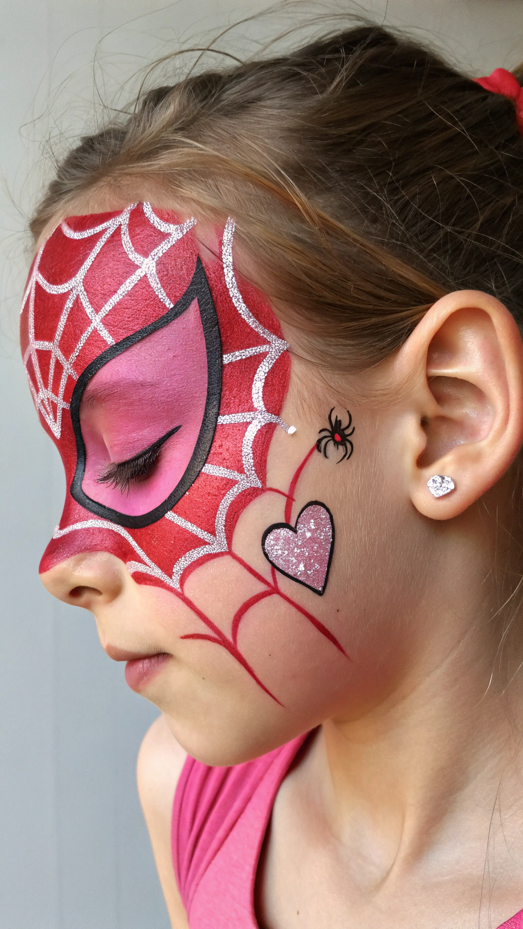057 Spiderman vs Venom Face Paint for 9 Year Olds – Creative Split Face Painting Idea - Themed Ideas