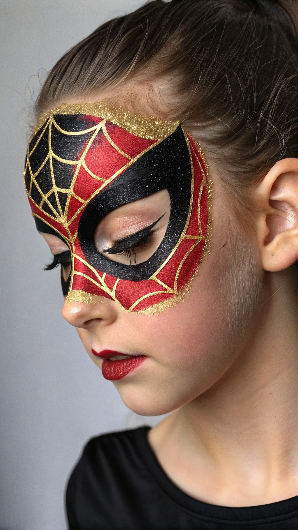 060 Glam Spiderman Face Paint for Girls – Stylish Spiderman Face Painting Ideas for 10 Year Olds - Themed Ideas