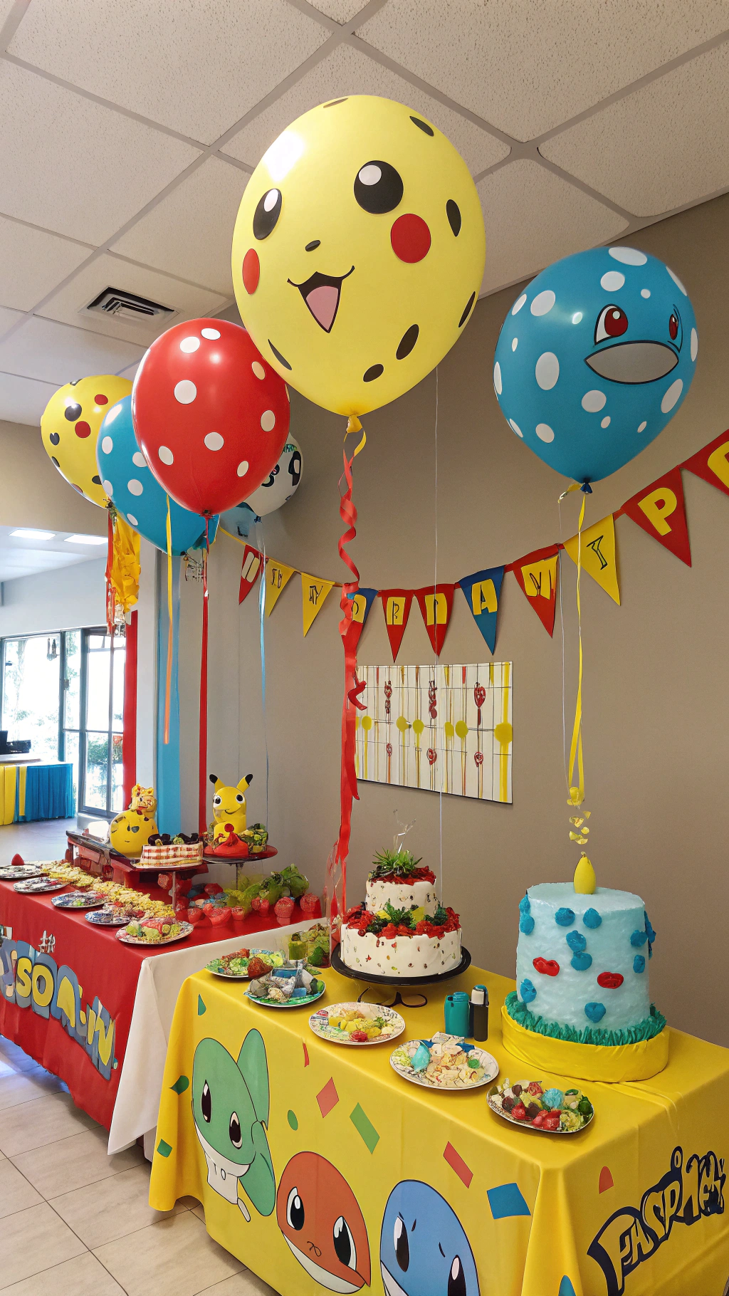 061 Bright Pokemon Balloon Decorations Birthday Table for Kids - Themed Ideas