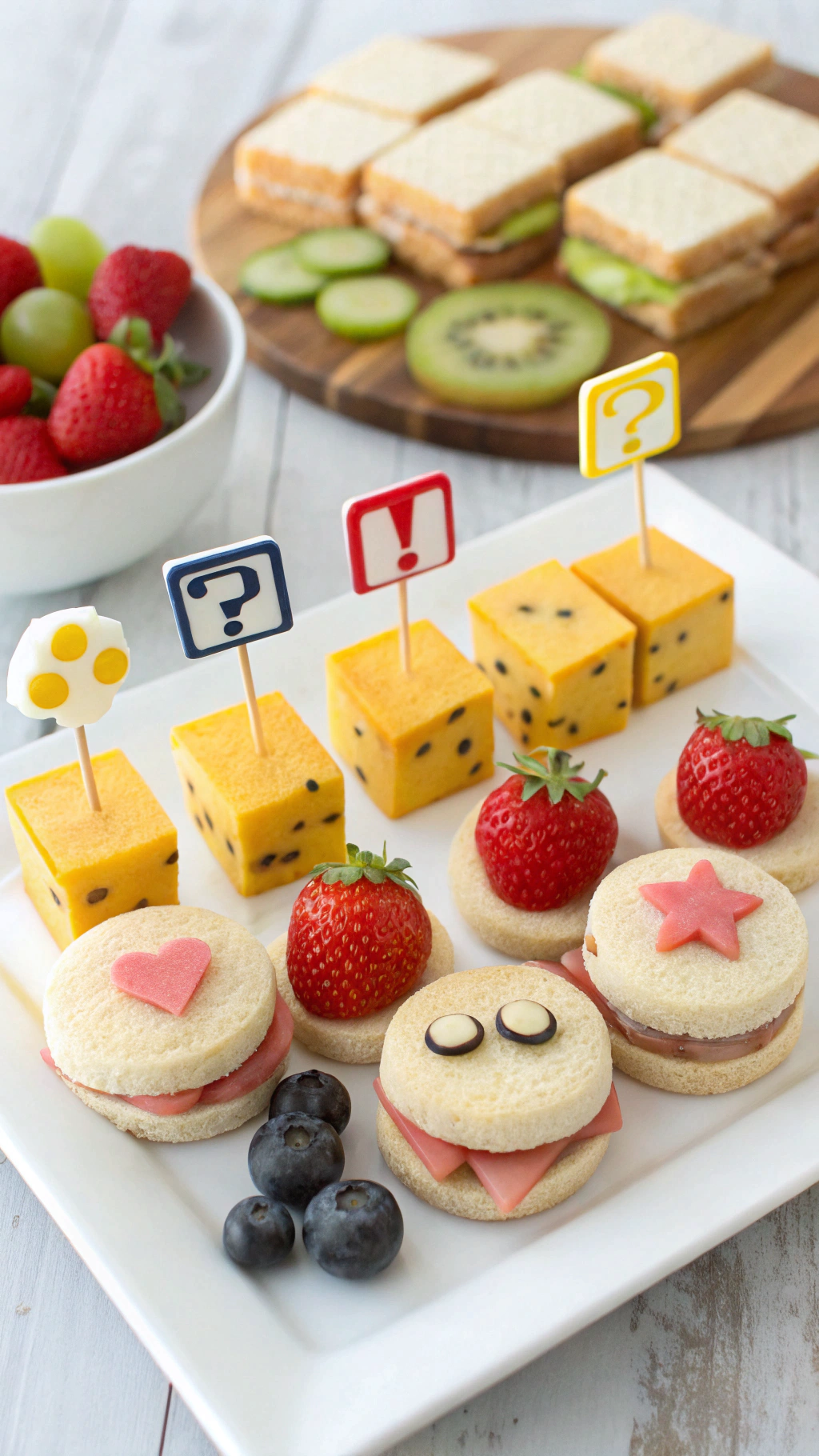062 Mini sandwich Super Mario snacks for kids parties and themed birthday celebrations - Themed Ideas