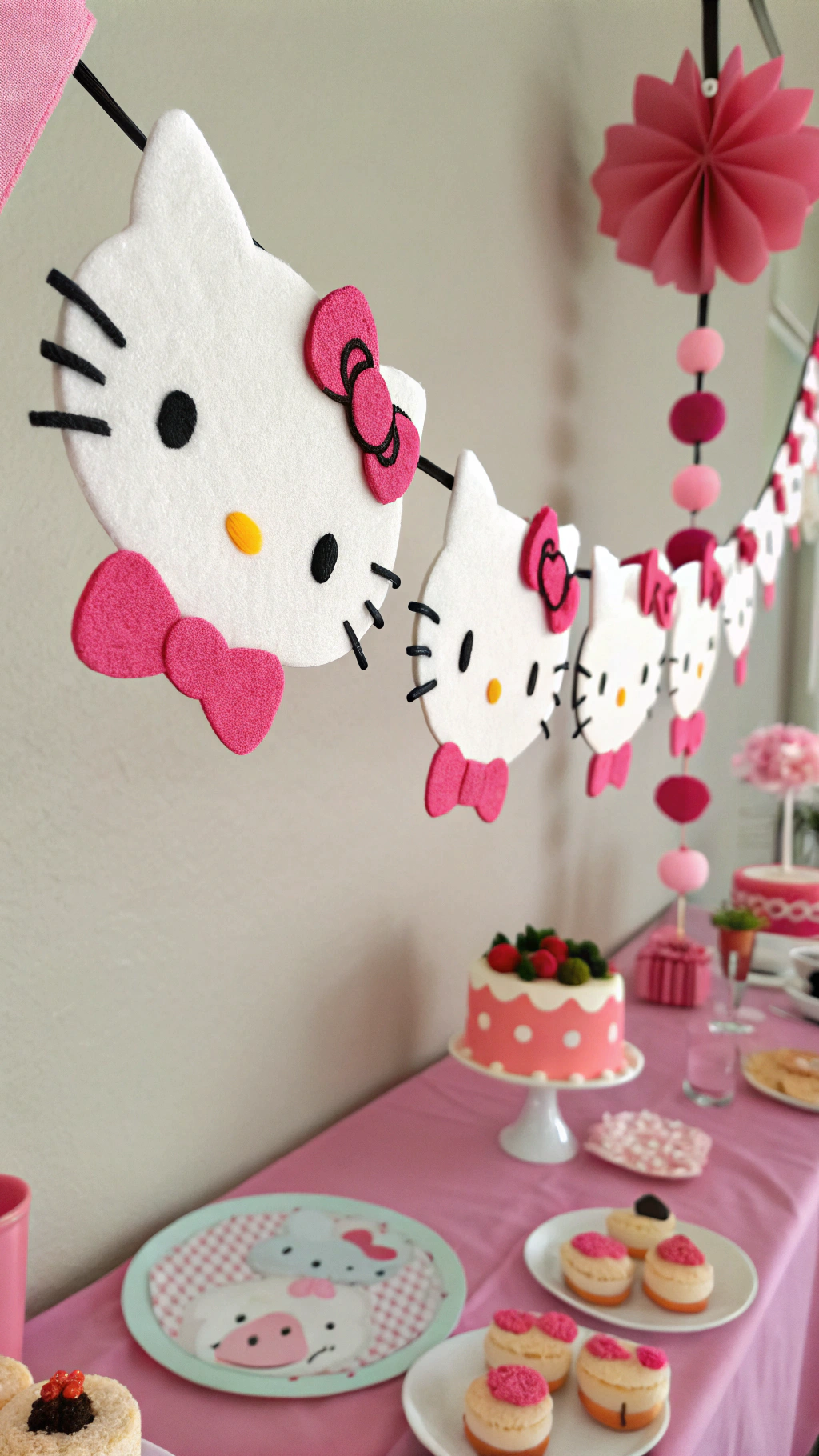 065 DIY Hello Kitty Party Decorations Easy Felt Garland Tutorial - Themed Ideas