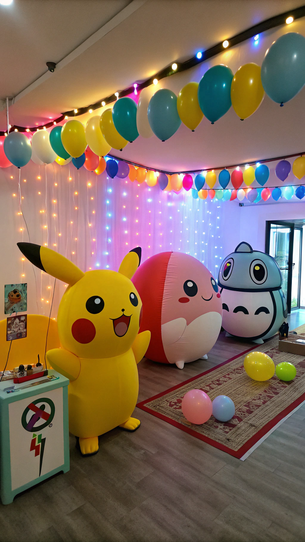 065 Pokemon Party Backdrop Ideas with Life Size Characters and Balloons - Themed Ideas