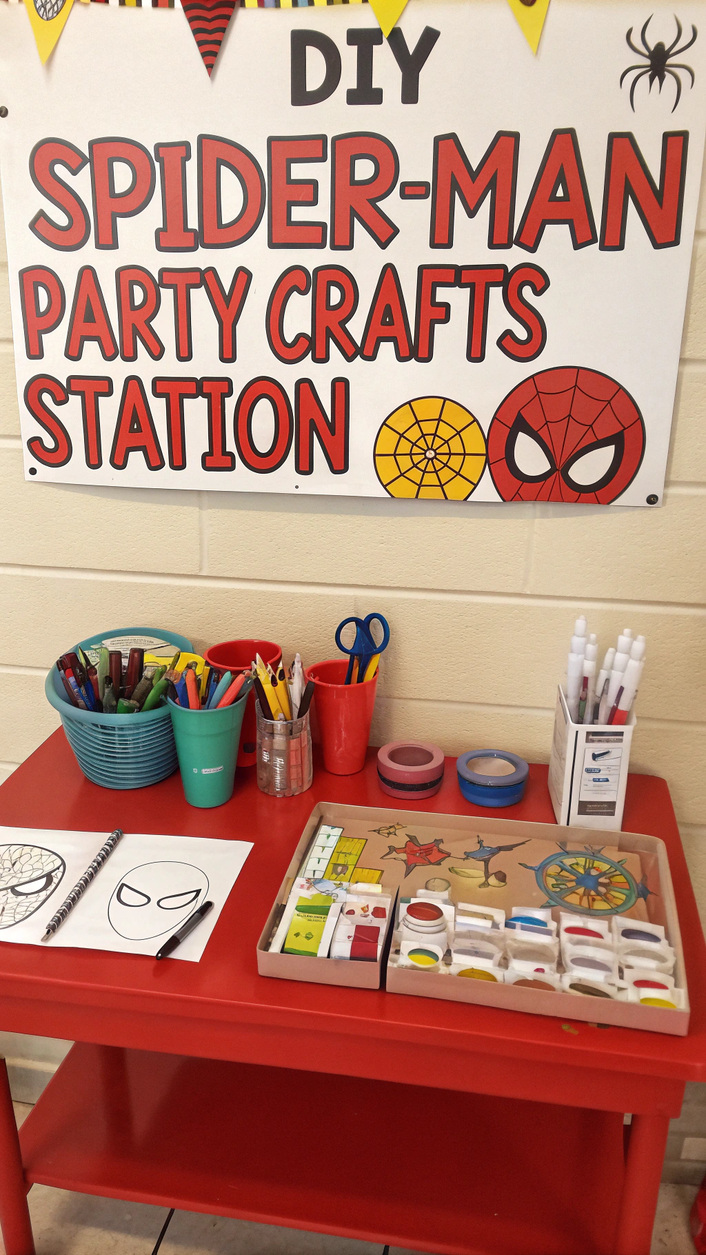 067 DIY Spiderman party decorations and crafts table for kids ages 4–10 to enjoy - Themed Ideas