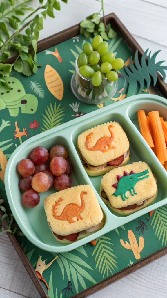 067 Mini frozen dinosaur sliders – themed frozen party snacks for boys and girls - Themed Ideas