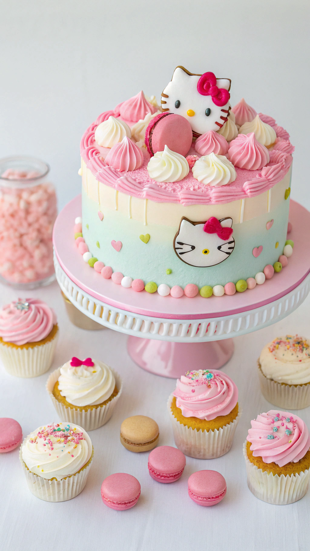 069 Hello Kitty Dessert Table Decor Showstopping Cake ACY Treats Display - Themed Ideas