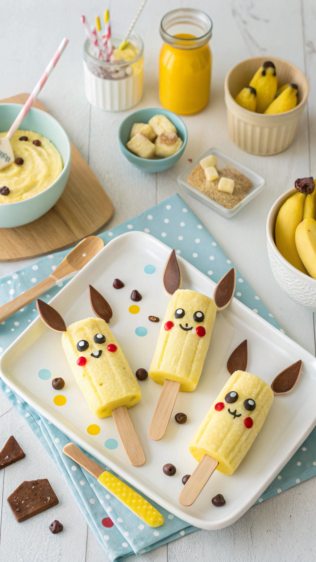 075 DIY Pikachu Banana Pops – Healthy Pokemon Snacks for Kids Birthday or Party - Themed Ideas