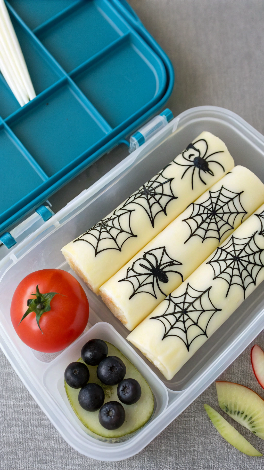 076 Spiderman Theme Snacks Healthy Cheese Stick Webs and Spider Bites for Kids Lunches - Themed Ideas