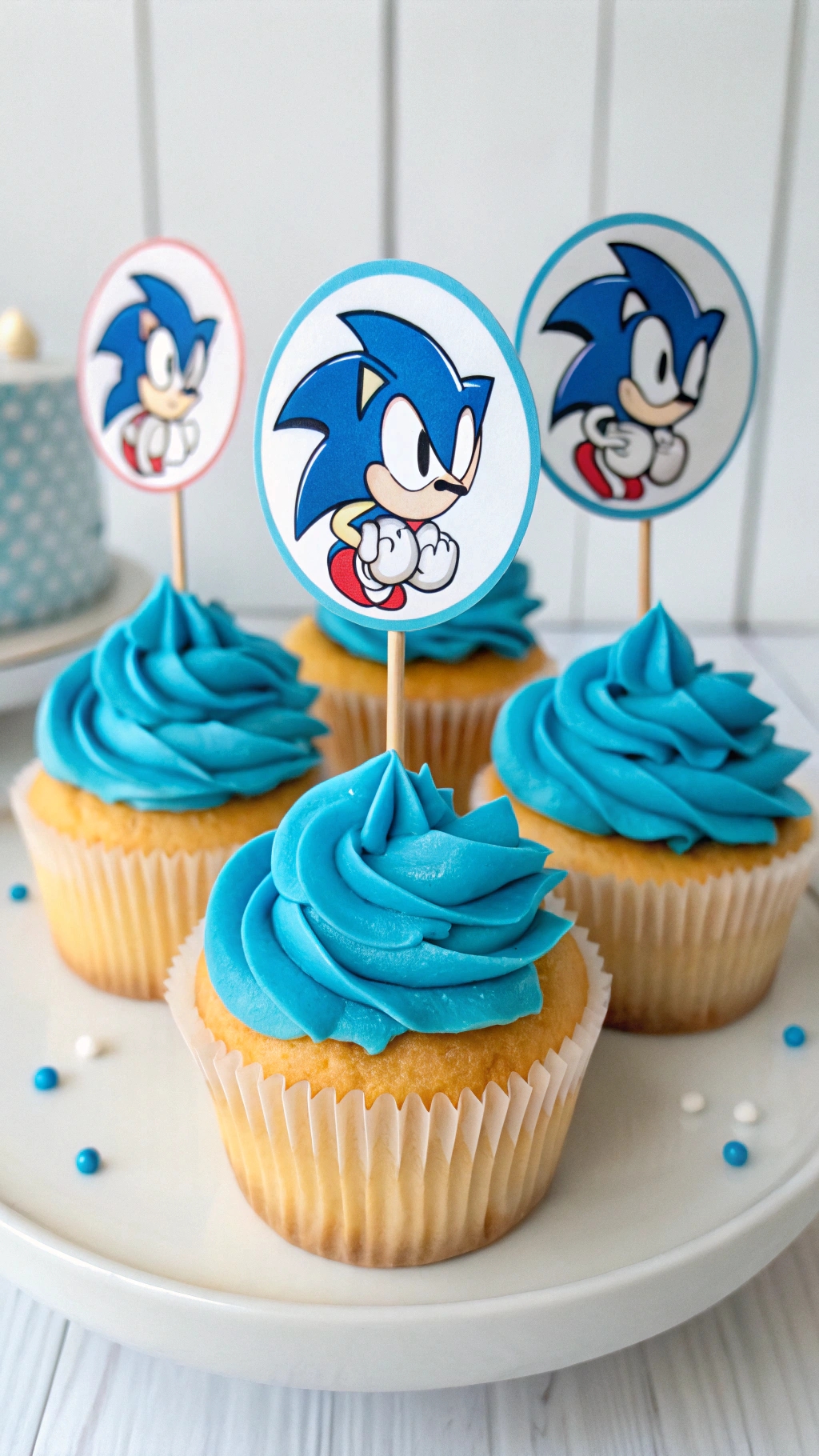 077 Easy Sonic Cupcake Toppers Instant Upgrade for Themed Birthday Desserts - Themed Ideas