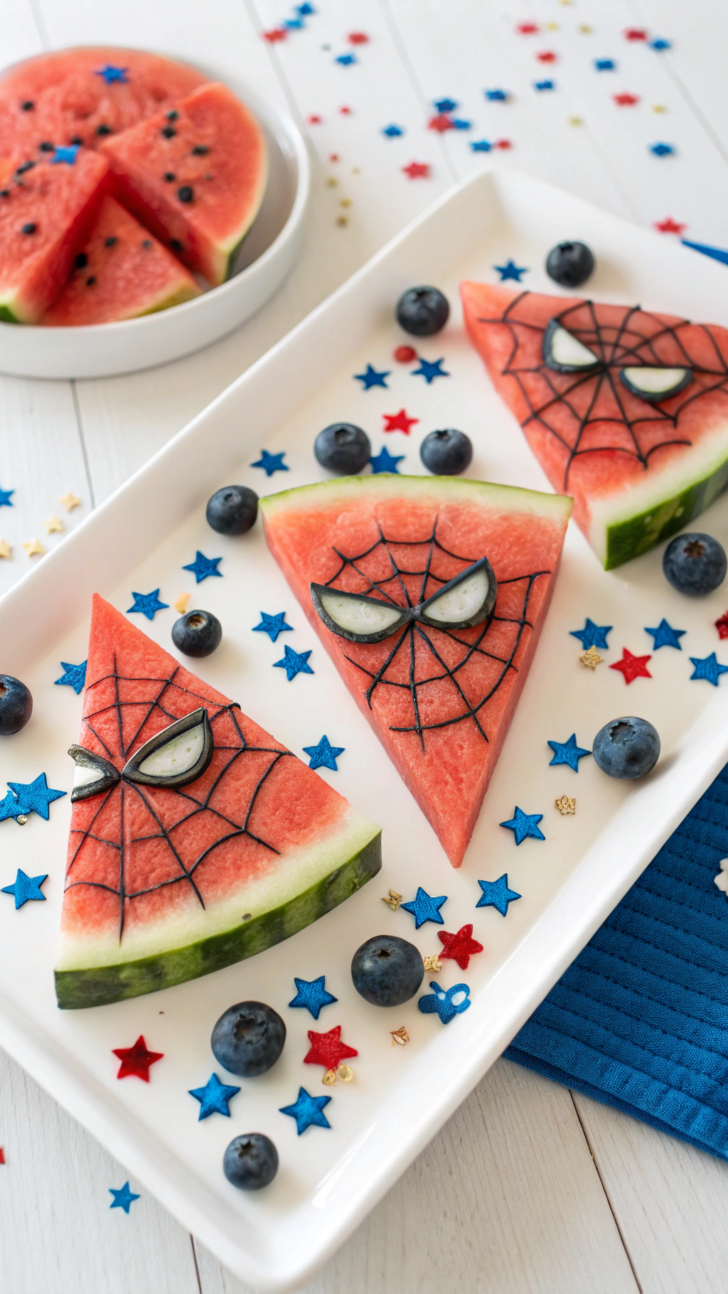 077 Spiderman Snacks for Kids Party Watermelon Spidey Masks for Summer Birthday Fun - Themed Ideas