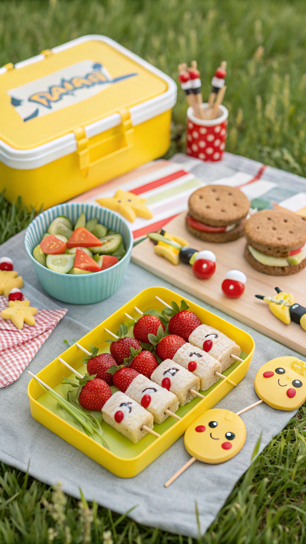 079 Adorable Pokemon Picnic Lunch with Themed Snacks and Wraps for Kids Party - Themed Ideas
