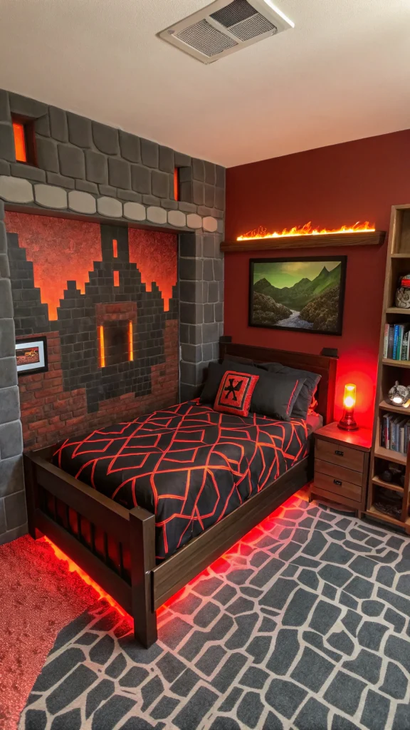 085 Minecraft Nether Themed Fiery Bedroom - Themed Ideas