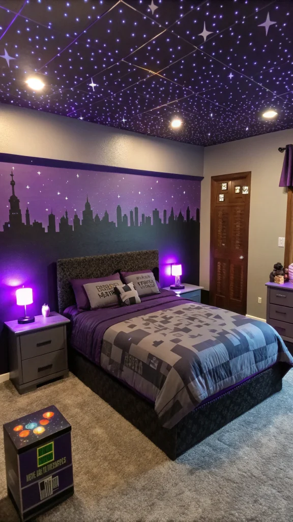 087 Minecraft End Themed Mystical Bedroom - Themed Ideas