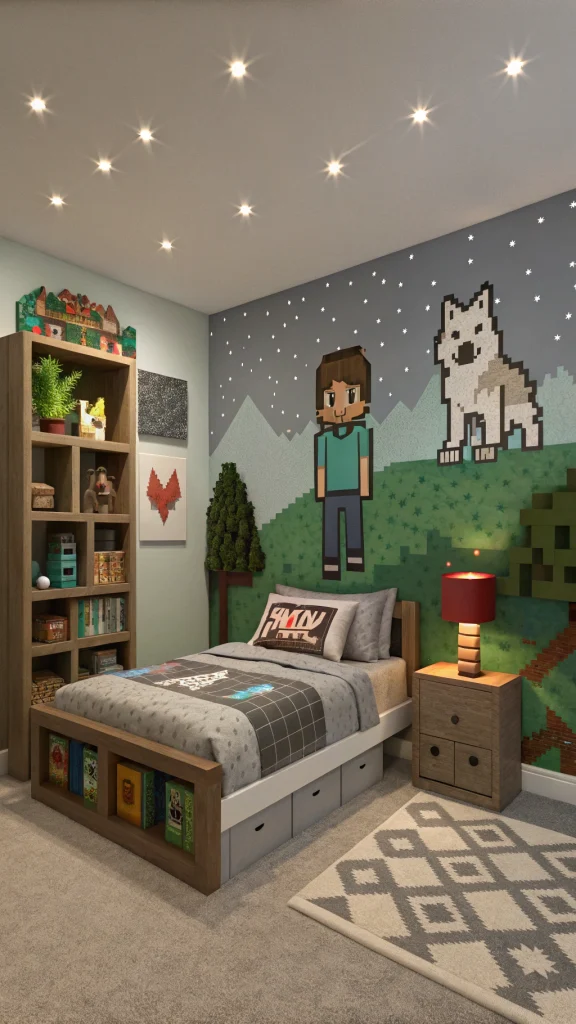 089 Minecraft Pixel Art Wall Bedroom - Themed Ideas