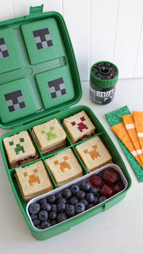 10 Minecraft Lunchbox Ideas with Square Sandwiches and Fruit for Kids Ages 3–10 - Themed Ideas