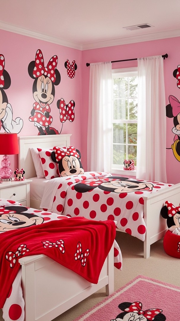 001 Adorable Minnie Mouse Bedroom Ideas for Girls with Themed Decor and Polka Dot Accents - Themed Ideas