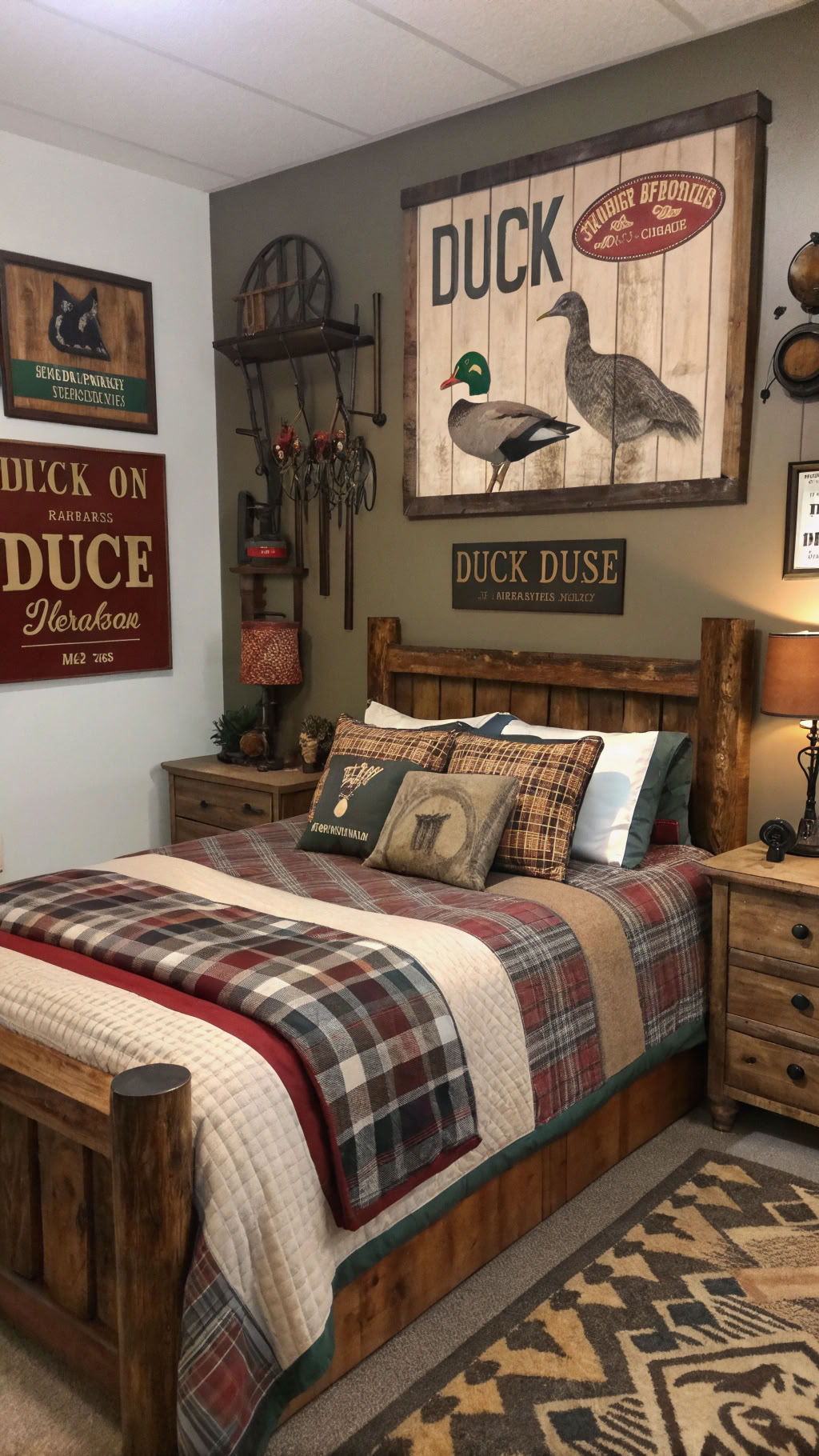 004 Duck Dynasty bedroom interior with vintage decor and hunting lodge elements for kids - Themed Ideas