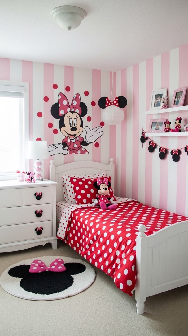 008 DIY Minnie Mouse Room Decor Ideas and Makeover Inspiration for Kids Bedrooms - Themed Ideas