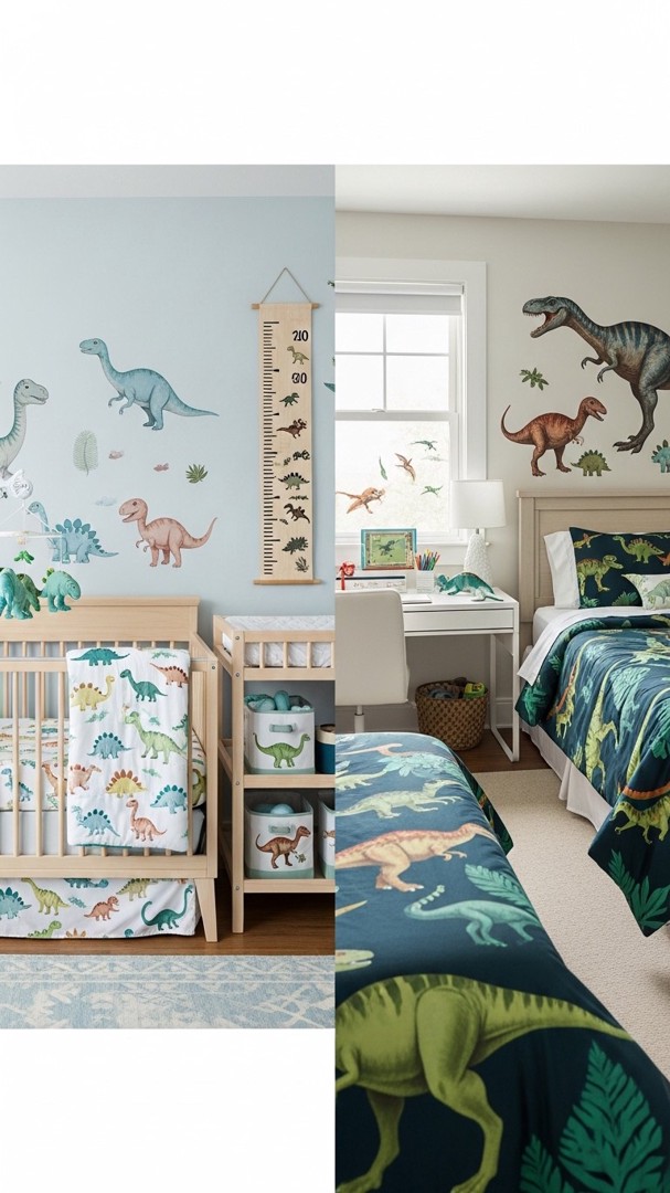 008 Transitional dinosaur bedroom ideas for toddlers growing into kids aged 4 10 - Themed Ideas