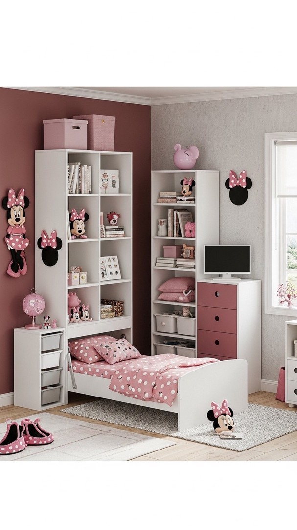 010 Minnie Mouse Room Designs for Small Bedrooms with Clever Storage and Decor Ideas - Themed Ideas