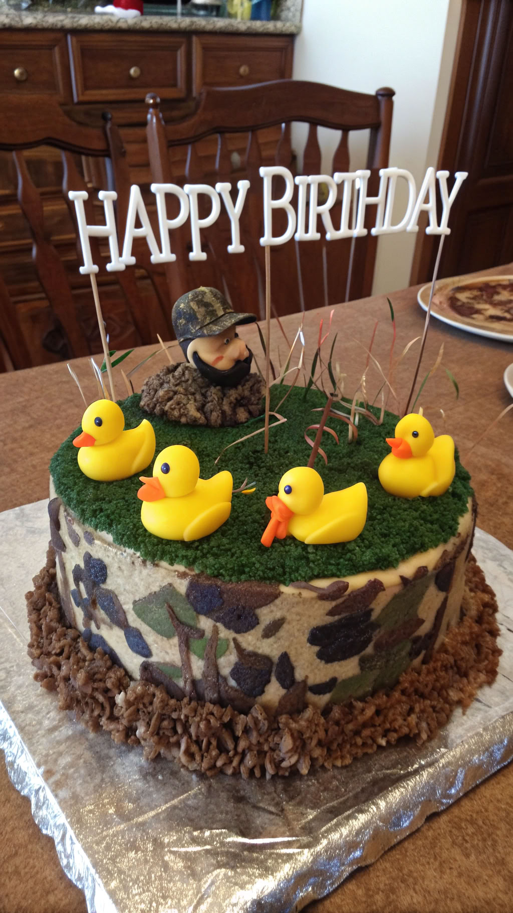 011 Easy Duck Dynasty Birthday Cake with Camouflage and Toy Ducks - Themed Ideas