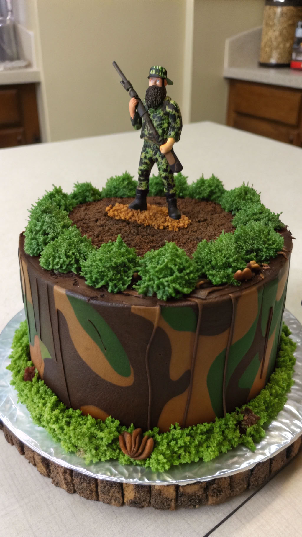 013 Chocolate Duck Dynasty Cake with Edible Moss and Hunter Toy - Themed Ideas
