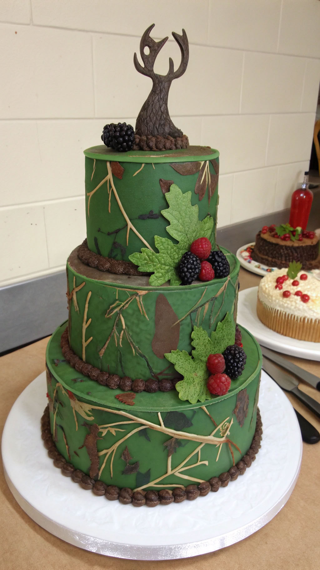 016 Two Tier Duck Dynasty Cake with Camouflage and Duck Call Topper - Themed Ideas