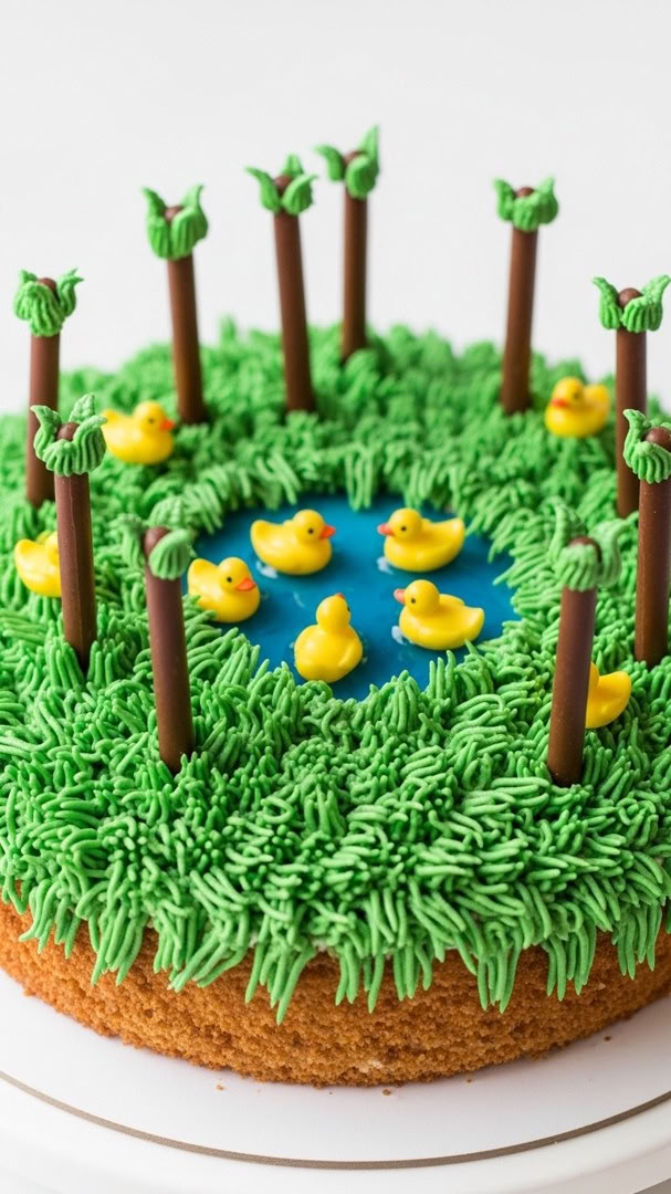 017 Grassland Duck Dynasty Theme Cake with Ducks and Chocolate Trees - Themed Ideas