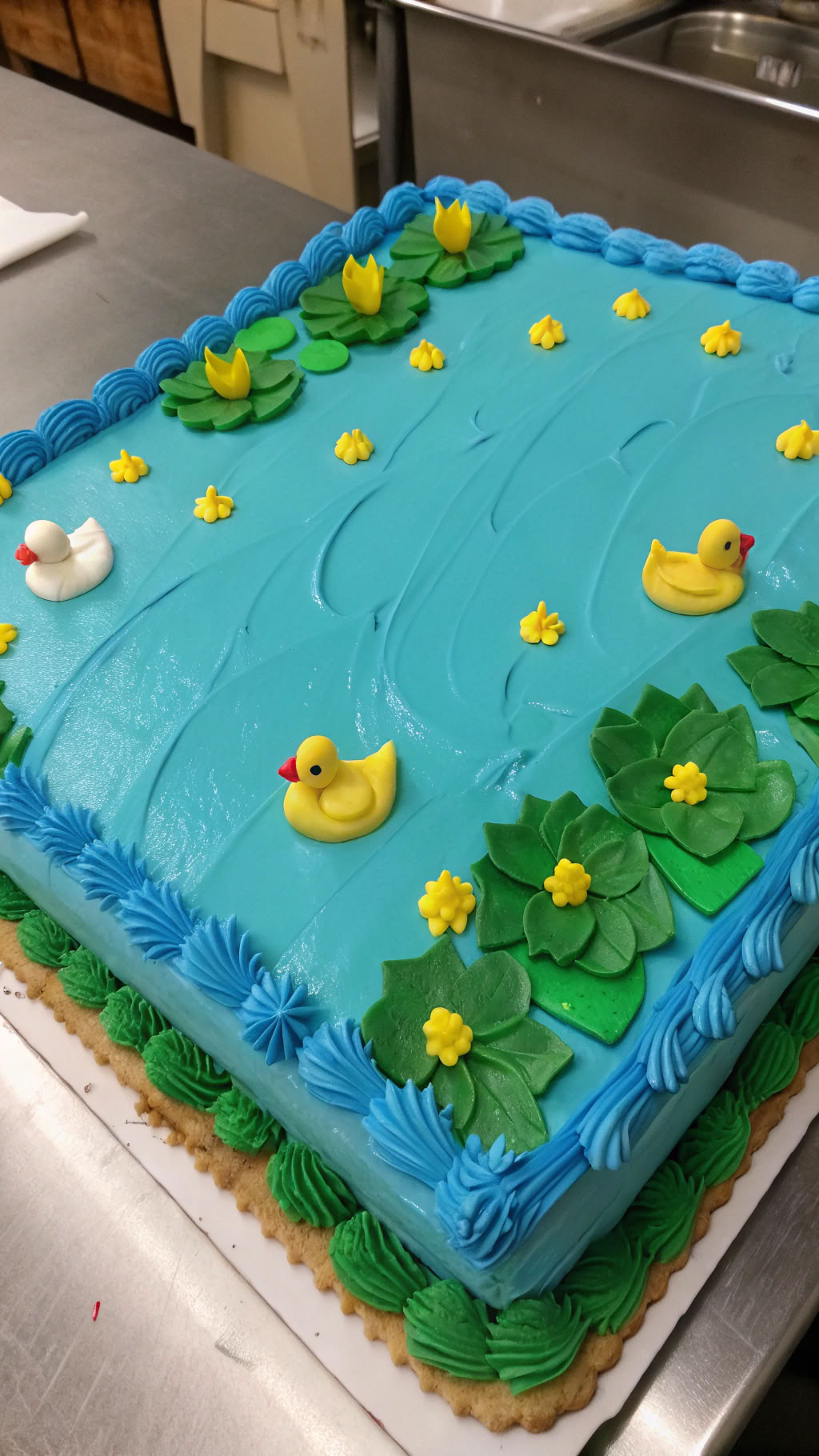 020 Duck Dynasty Lake Theme Birthday Cake with Floating Duck Toys - Themed Ideas