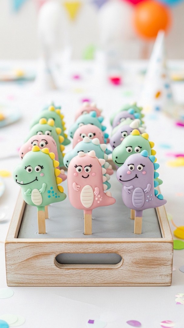 022 Cute Dinosaur Cake Popsicles for a Whimsical Birthday Party Theme - Themed Ideas