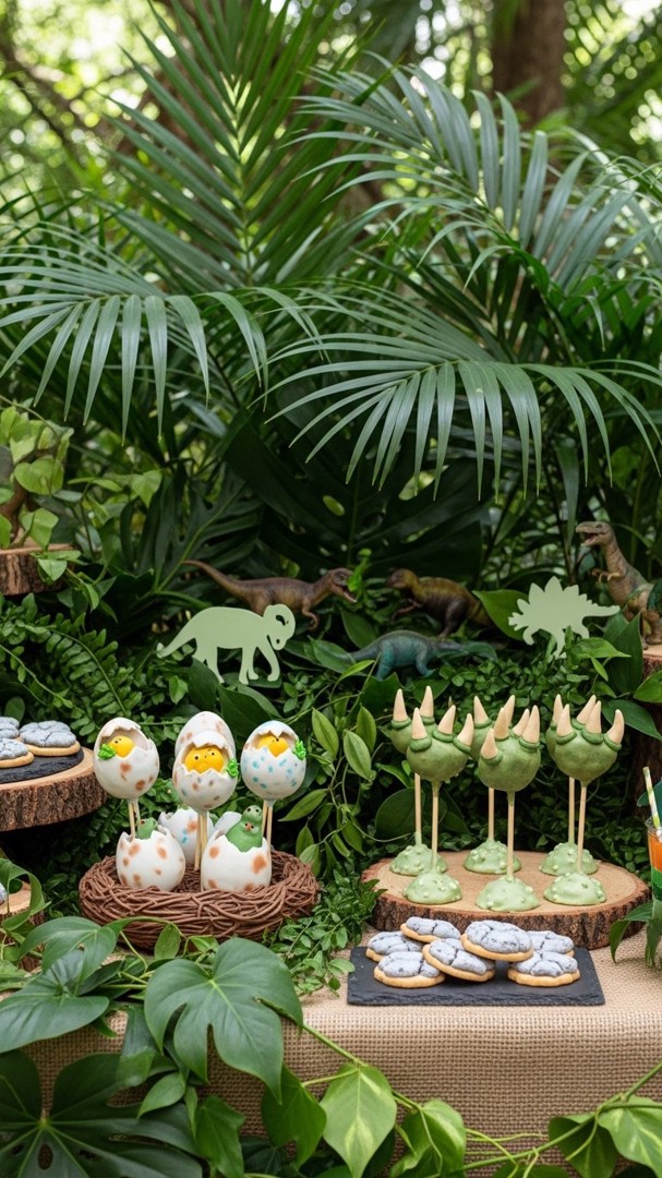 023 Jungle Dinosaur Cake Pops Ideas – Wild Themed Birthday Dessert Display - Themed Ideas