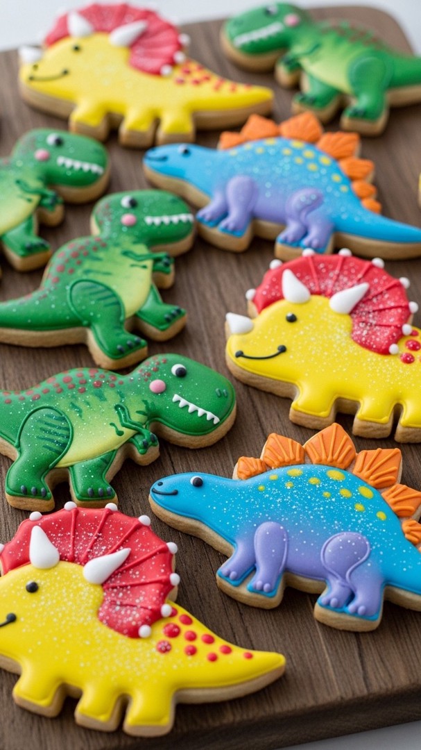 031 Colorful Dinosaur Cookie Ideas for Kids Birthday and Dinosaur Theme Parties - Themed Ideas
