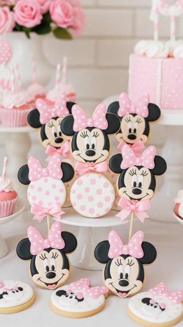 031 Cute Minnie Mouse cookie ideas for a pastel birthday party theme for girls aged 4 10 - Themed Ideas