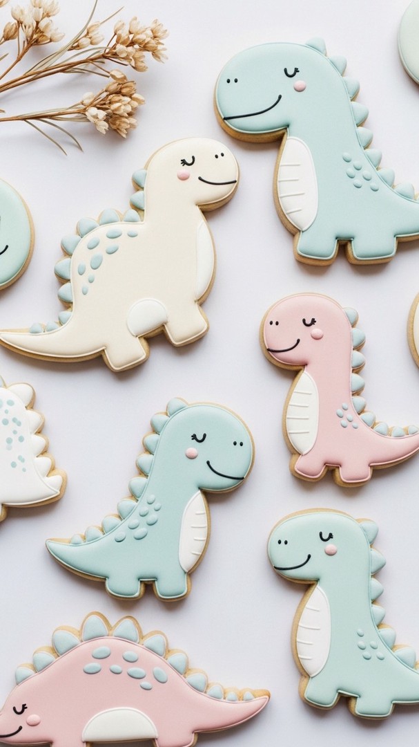 032 Cute and Simple Dinosaur Cookie Design for Young Kids and Dinosaur Parties - Themed Ideas