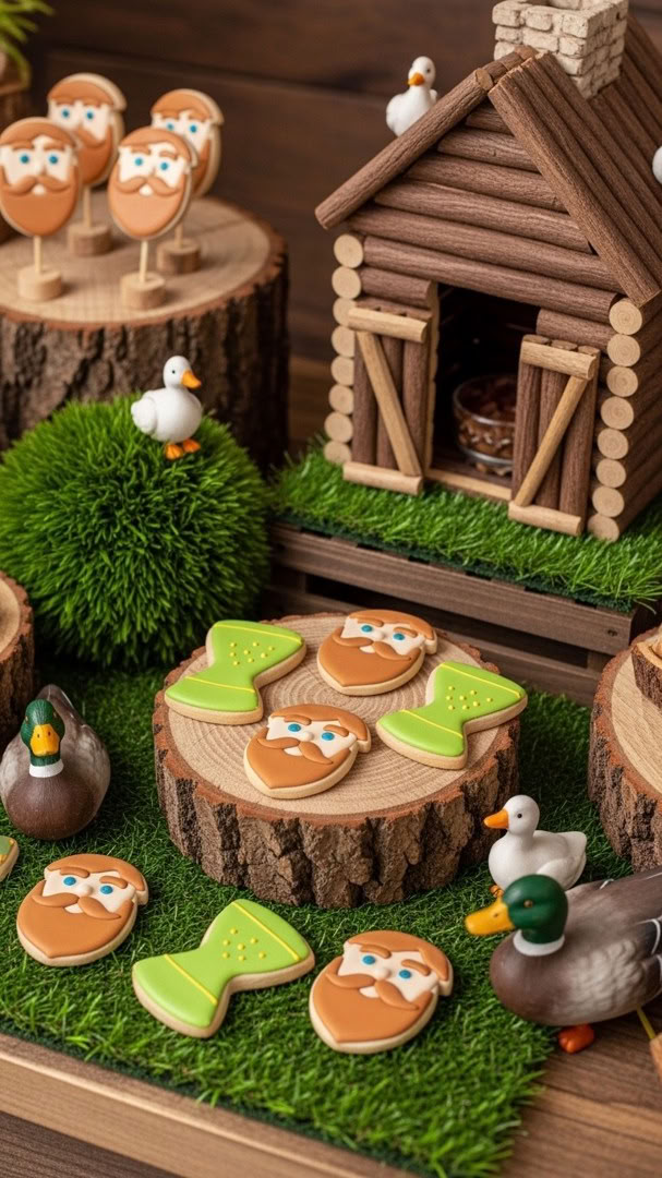 033 Duck Dynasty Theme Cookie Ideas for Kids with Rustic Log Cabin Style - Themed Ideas