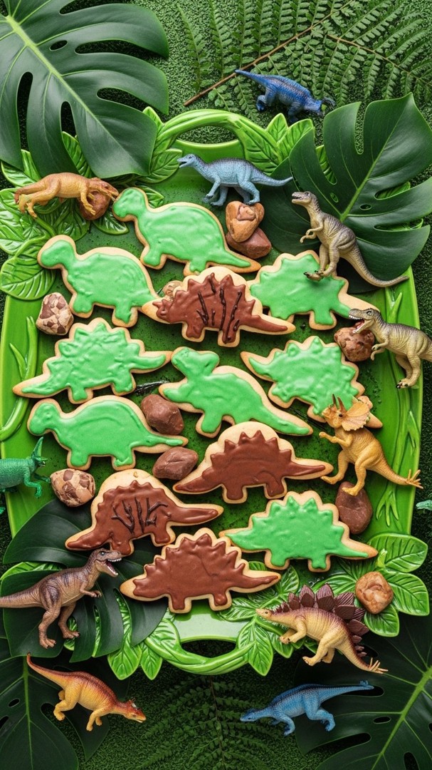 035 Jungle Themed Dinosaur Cookie Ideas for a Wild Birthday Party Table - Themed Ideas