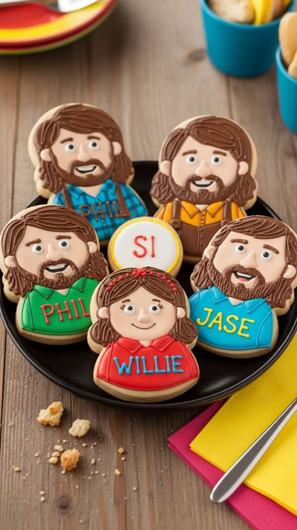 038 Cartoon Style Duck Dynasty Birthday Cookies of Robertson Family for Kids - Themed Ideas