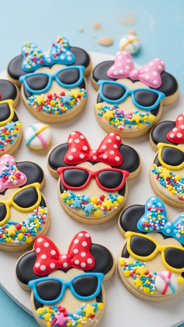 040 Seasonal Minnie Mouse birthday cookie design with summer theme for 4 10 year olds - Themed Ideas