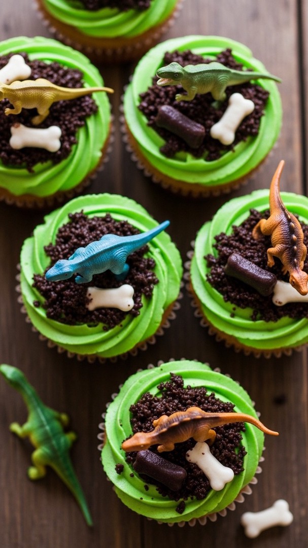 042 Creative Dinosaur Birthday Cupcake Designs That Kids Will Love at Their Party - Themed Ideas