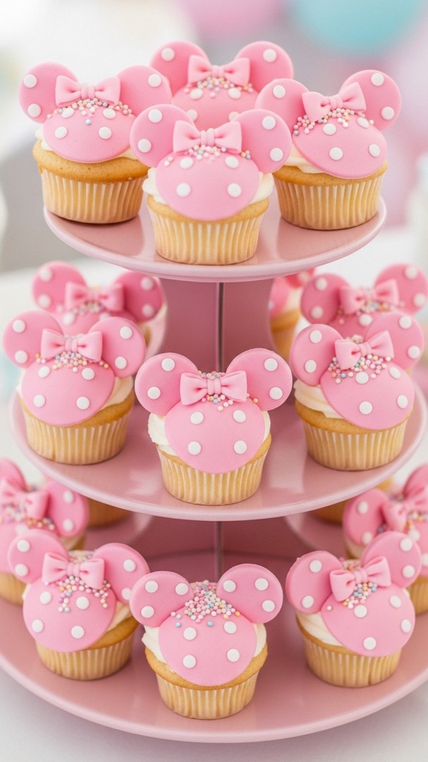 044 Mini Minnie Mouse cupcake ideas for toddlers and younger kids birthday parties - Themed Ideas