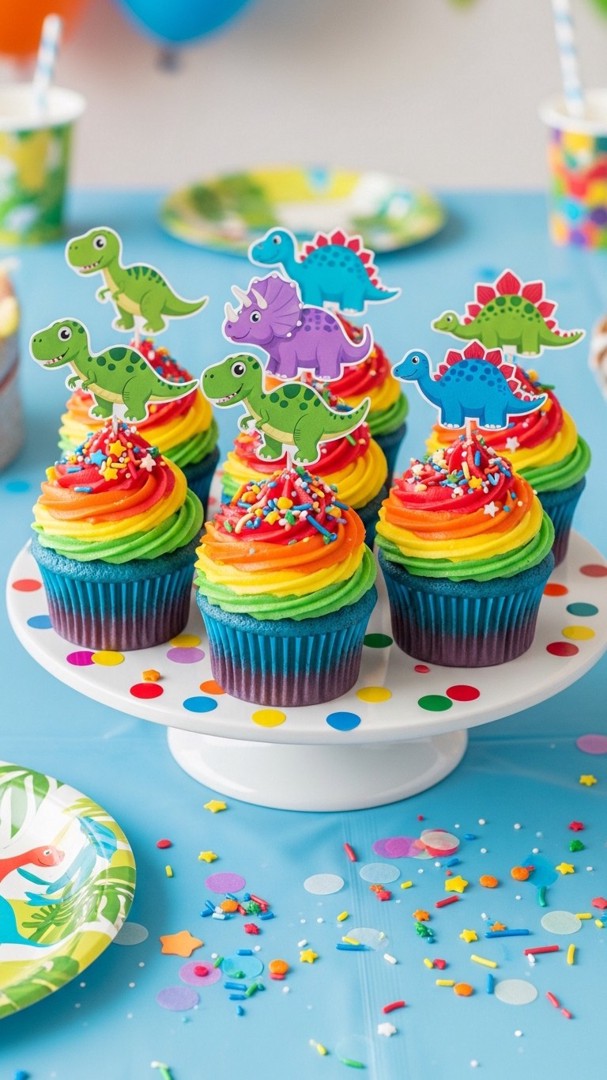 046 Bright and Colorful Dinosaur Birthday Cupcake Ideas That Kids Will Go Crazy For - Themed Ideas