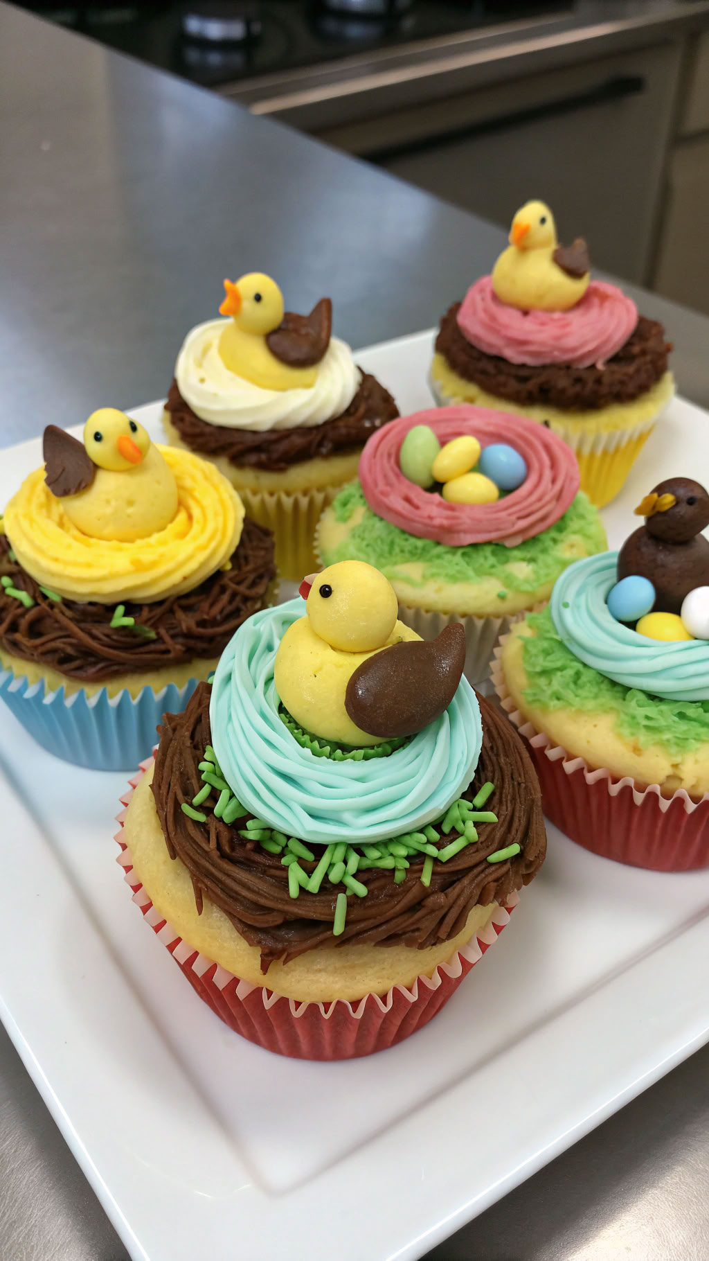 047 Adorable Duck Dynasty Cupcake Design for Kids with Nests and Ducklings - Themed Ideas
