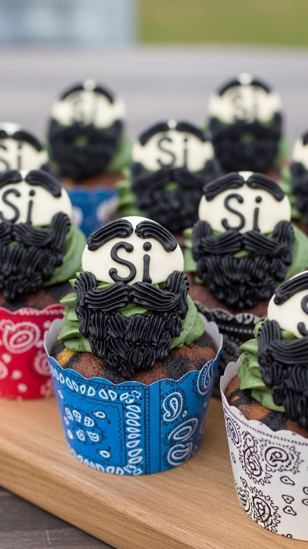 048 Funny Duck Dynasty Birthday Cupcake Ideas with Si Beards and Camo Wraps - Themed Ideas